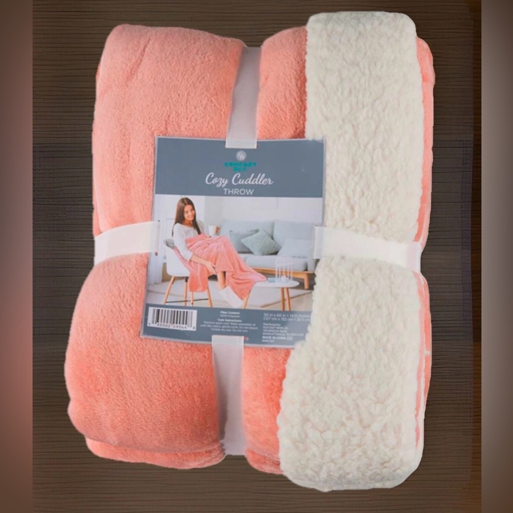 Cozy Cuddler Coral/Light Pink Throw 50” X 60” With A 14” Pocket For Your feet